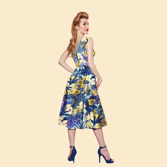 🌴Roman Holiday Dress in Blue Paradise - Picture 3 of 4